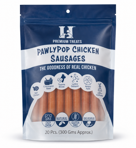PawlyPop Chicken Sausages Dog Food Topper for Picky Eaters - 20 Pcs (300g)